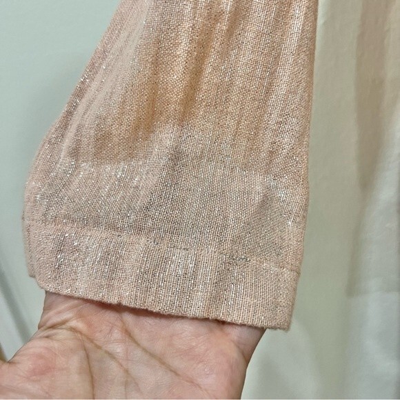 Anthropologie AMADI Kaye Metallic Pink Double Breasted Linen Cotton Blazer Sz. S - Picture 4 of 9